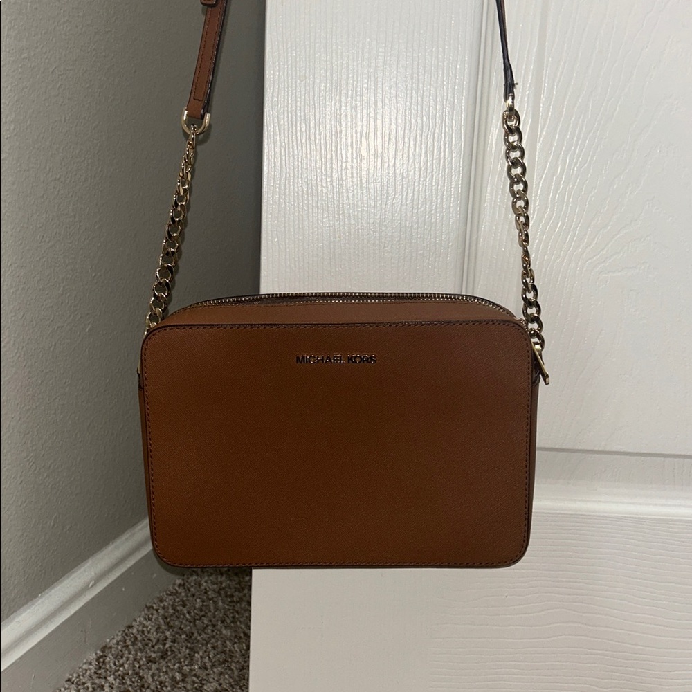 Michael Kors Tan Crossbody Bag with Gold Chain